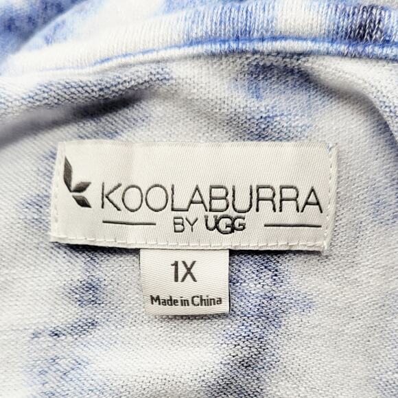 Koolaburra by UGG Blue & White Tie-Dye Drawstring Jumpsuit Women's Plus Size 1X - Picture 5 of 7